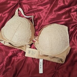 Soma Beige Lace-Overlay T-Shirt Bra
